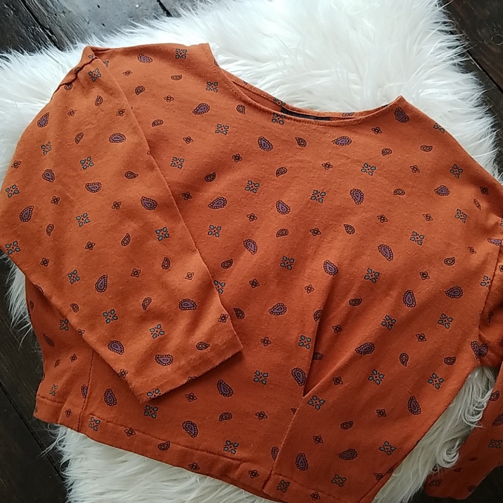 VINTAGE Crop Top w/Paisley Detail